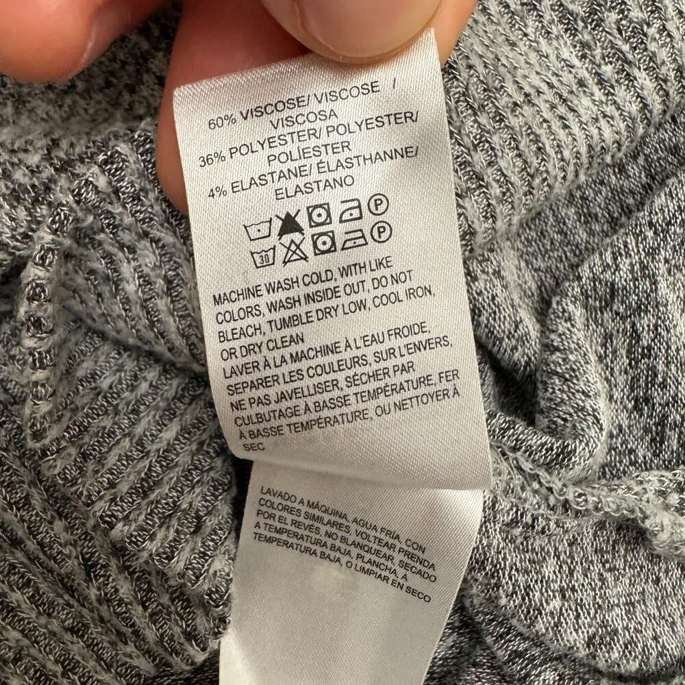 Lucky Brand Tunic V-Neck Pullover Sweater Womens Small Petite Heather Gray Knit